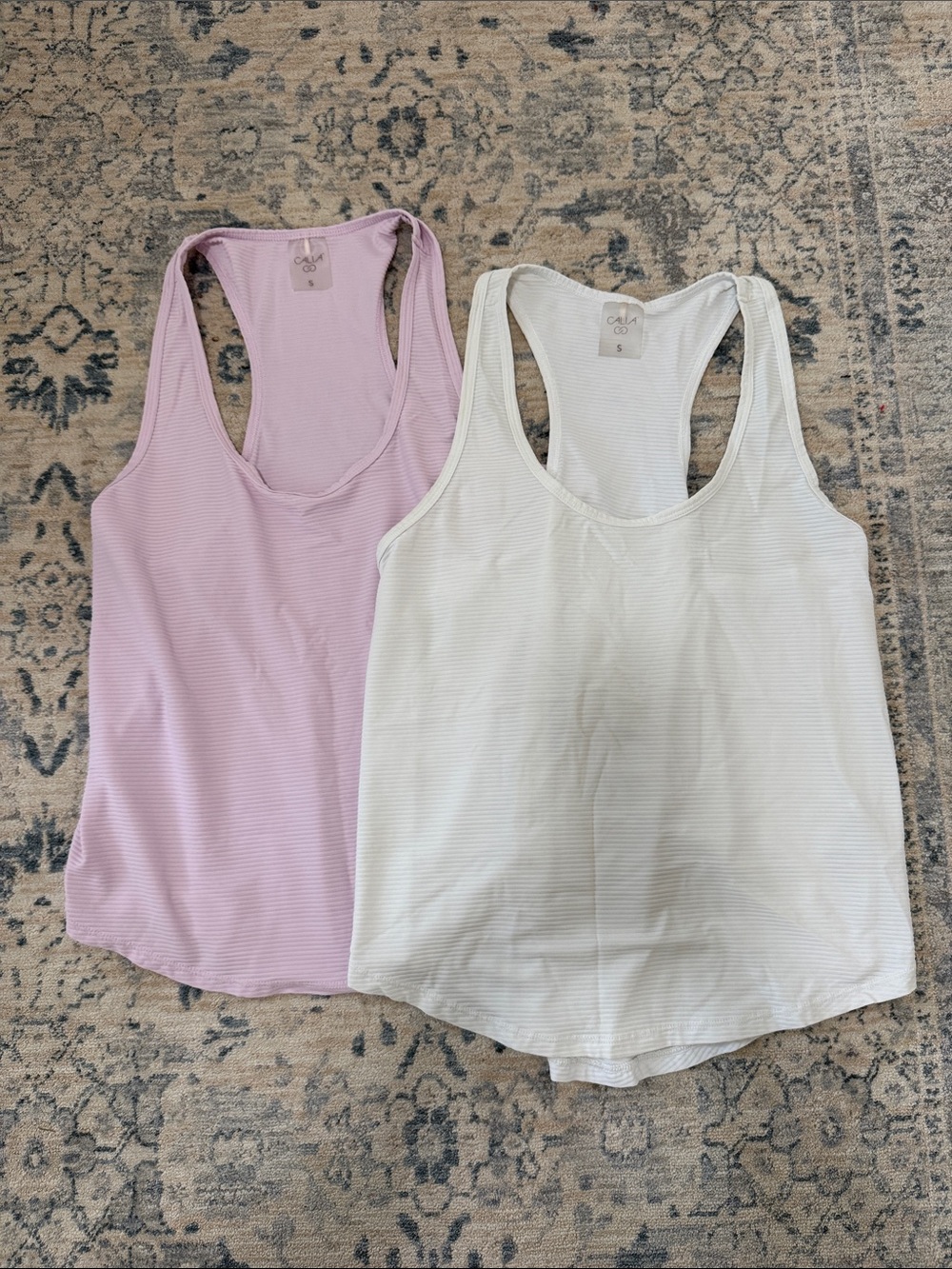 Calia Women's Ribbed Racerback Tank Top - Pink & White